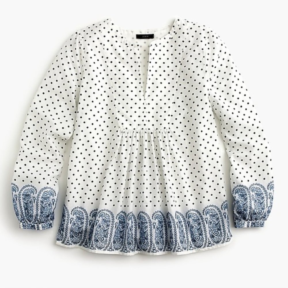 J.Crew Popover Top in Polkadot Paisley - Picture 4 of 5